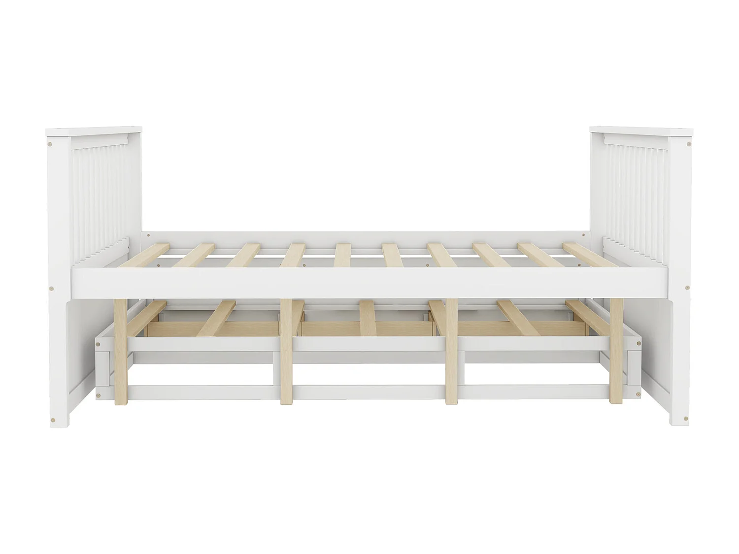 Lit gigogne 140x200cm+90x190cm, lit d'enfant Lit de jour en bois massif et MDF, avec 3 tiroirs, blanc