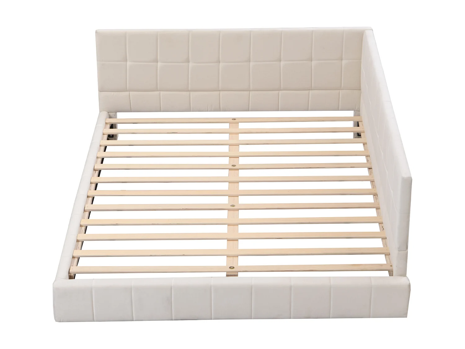 Lit gigogne capitonné 140x200cm, canapé-lit, sommier à lattes, lit adulte, velours, Beige