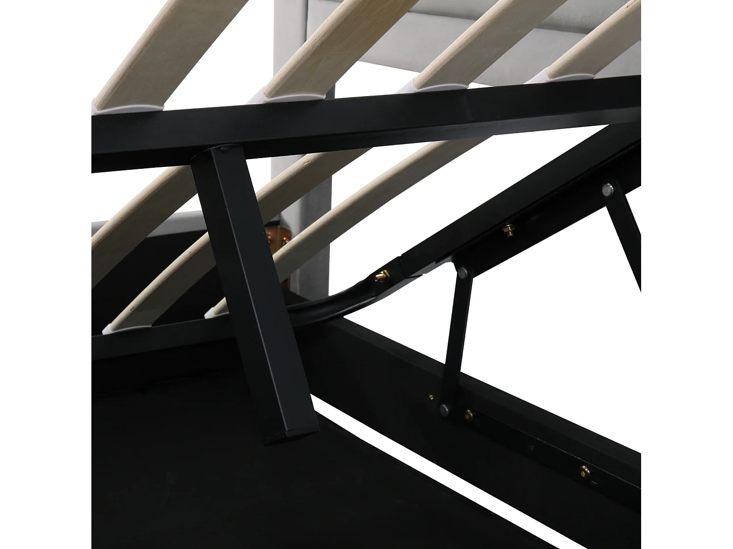 Lit coffre 140x200cm, lit double avec sommier relevable à un côtéstyle Chesterfield, tête de lit remplie de mousse - gris