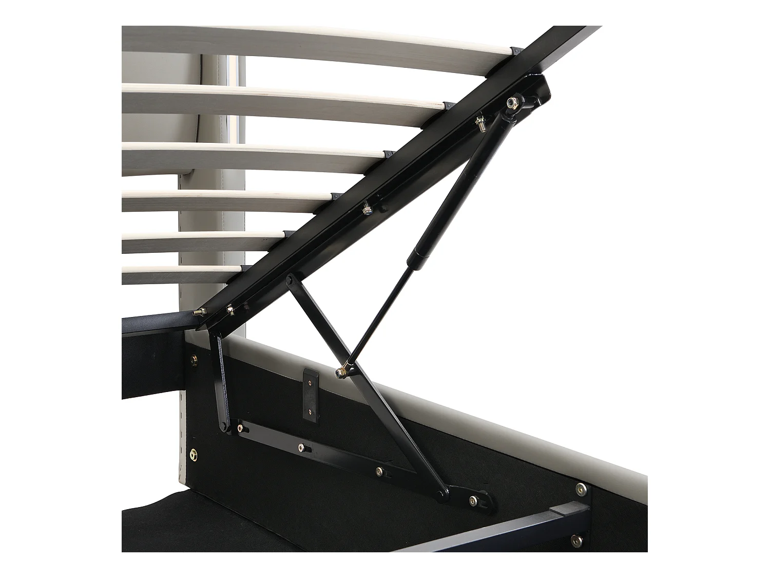 Cama canapé binaural tapizada en PU, con somier de láminas y cabecero regulable con puerto USB y LED, Gris 180x200cm