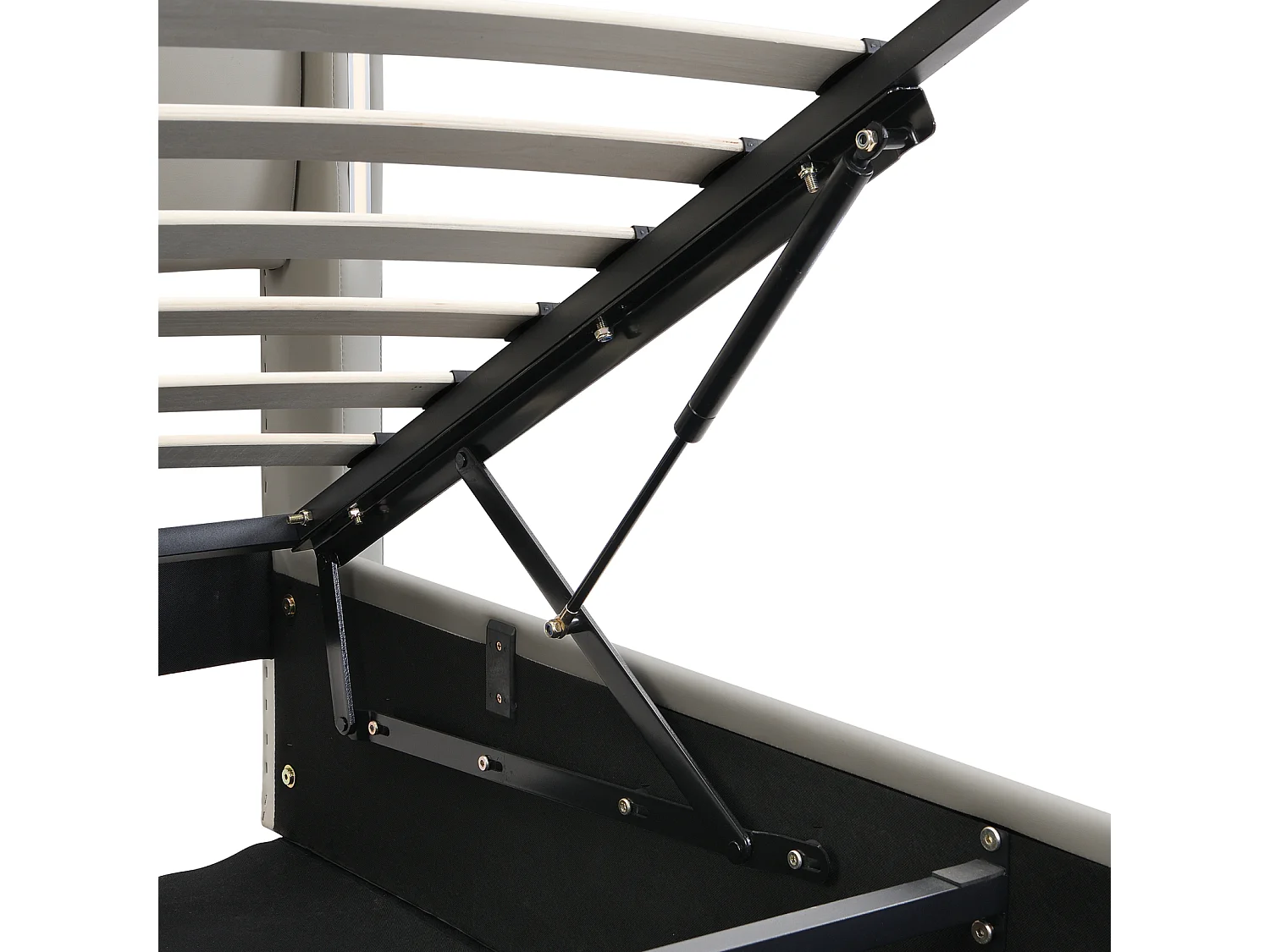 Opbergbed met binaural, PU gestoffeerd bed, met lattenbodem en verstelbaar hoofdeinde LED en USB-poort, Grijs 140x200cm