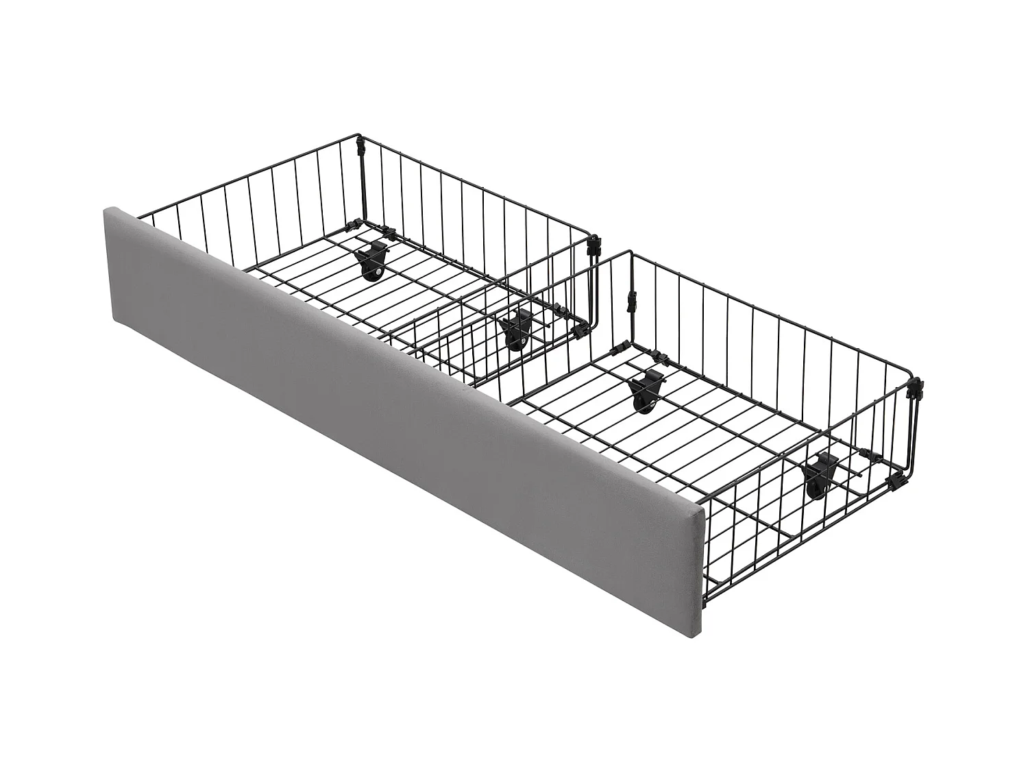 Bett mit Stauraum 140x190cm, gepolstertes Doppelbett mit Lattenrost und verstellbarem Kopfteil mit 2 Schubladen, Samtstoff, grau