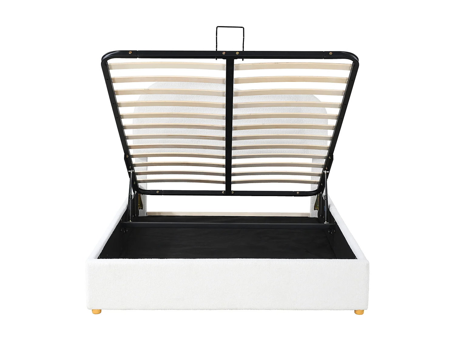 Lit coffre 140x190cm, lit double rembourré avec sommier à lattes et tête de lit réglable avec 2 tiroirs, tissu en velours, gris