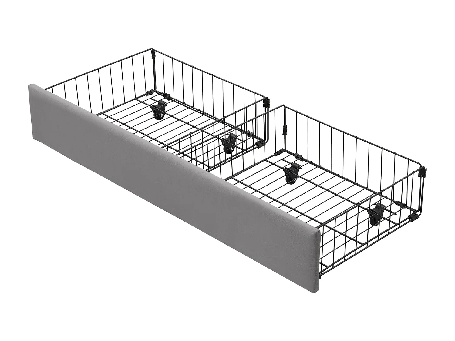 Lit coffre 140x190cm, lit double rembourré avec sommier à lattes et tête de lit réglable avec 2 tiroirs, tissu en velours, gris