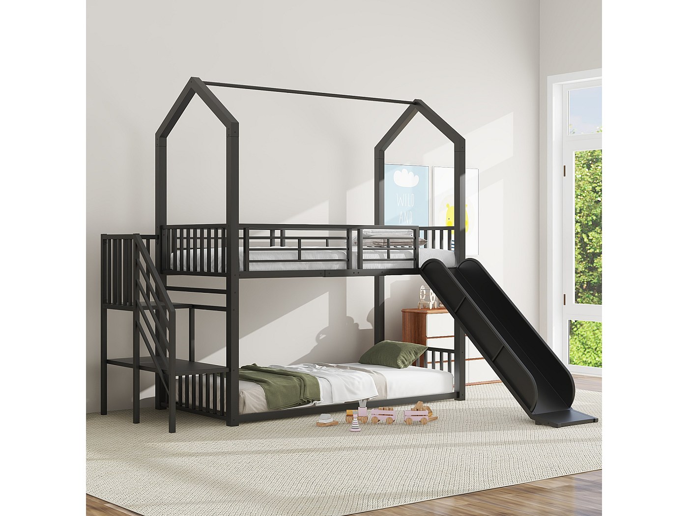 Letto a castello per bambini 90x200 cm con letto estraibile 90x190 cm