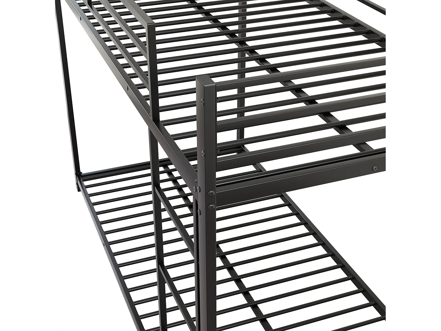 Lit superposé 2 couchages 90x200cm, lit en fer de forme classique avec échelle grimpante, anti-chute, lit platforme, noir