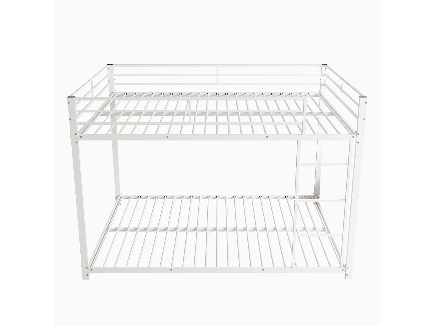 Lit superposé 2 couchages 140x200cm, lit en fer de forme classique avec échelle grimpante, anti-chute, lit platforme, blanc