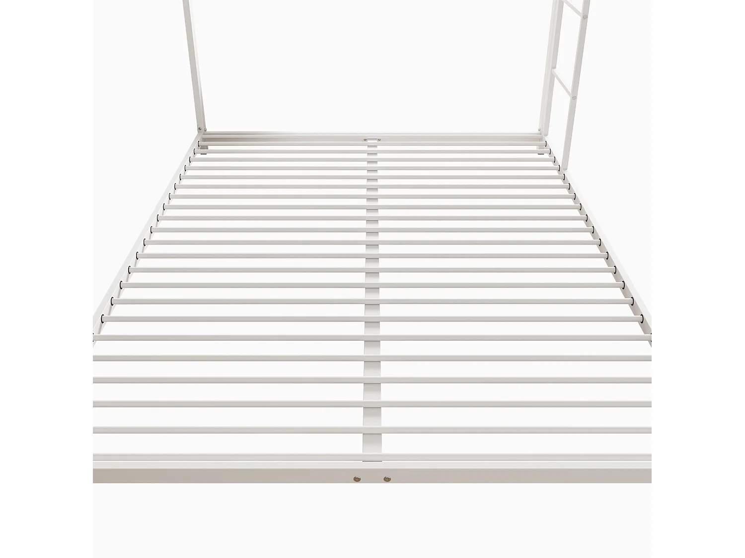 Lit superposé 2 couchages 140x200cm, lit en fer de forme classique avec échelle grimpante, anti-chute, lit platforme, blanc