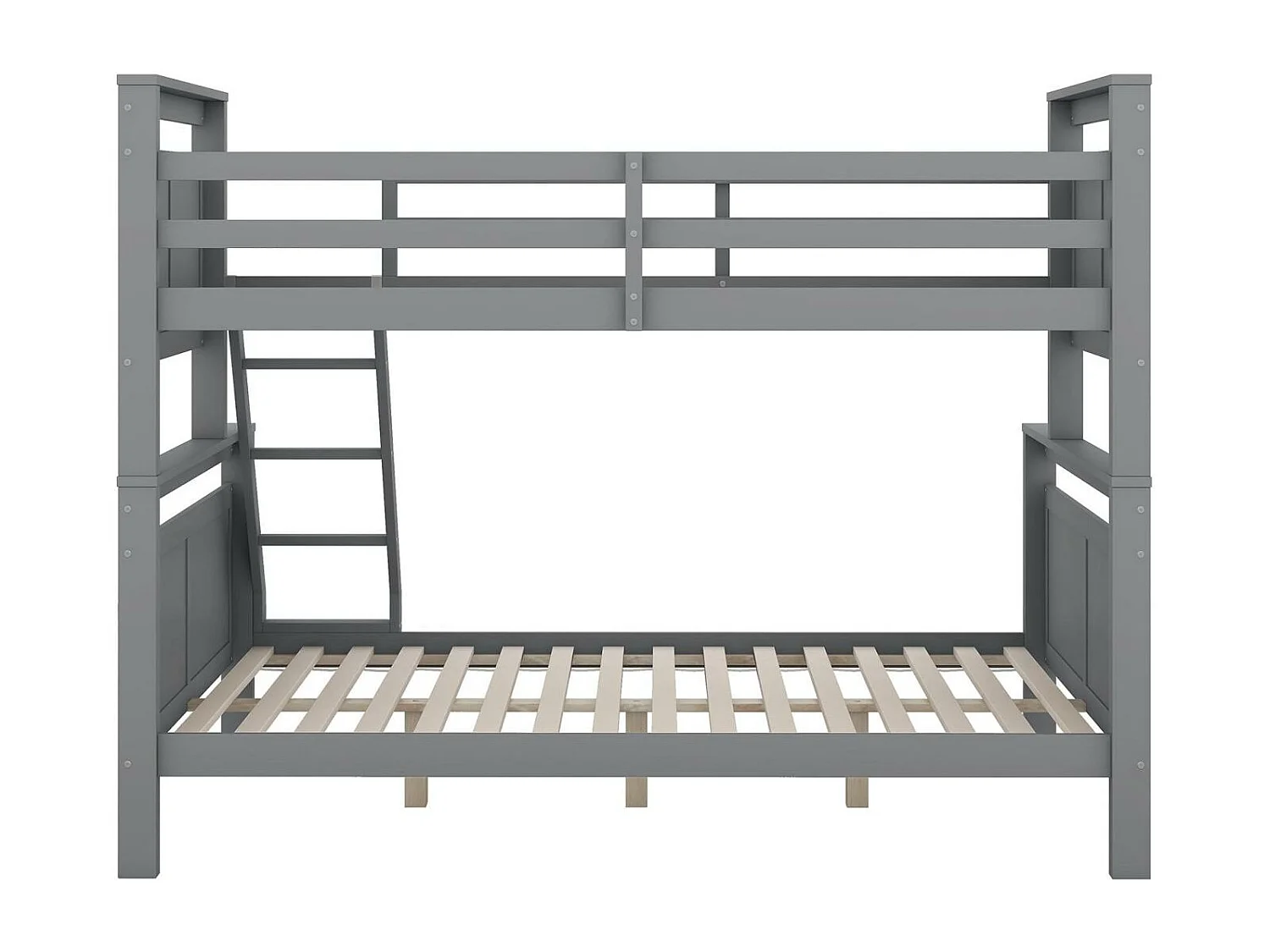 Stapelbed 90(140)x200cm - apart kinderbed met 2 lattenbodems en ladder - in grijs hout