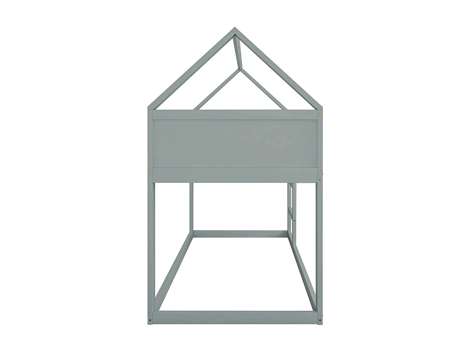 Stapelbed 90x200cm, kinderhutbed met trap en 1x lattenbodem bovenaan, massief houten frame, houtgrijs