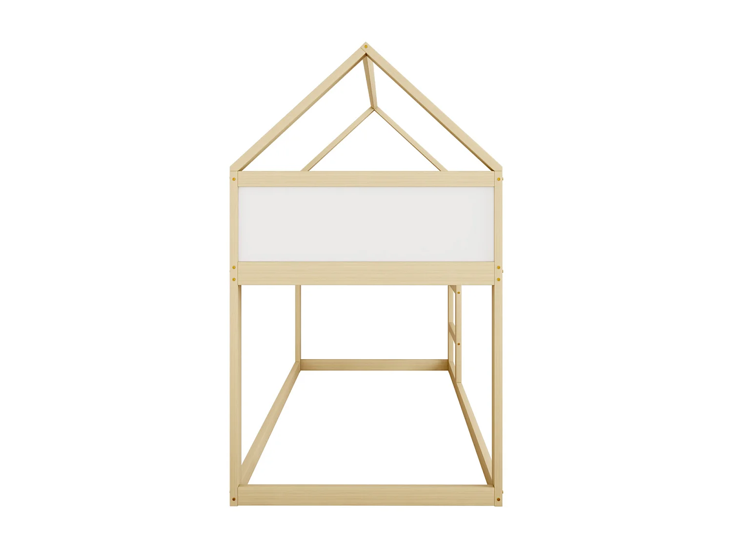 Lit superposé 90x200cm, lit cabane enfant avec escalier et 1x sommier à lattes en haut, cadre en bois massif, couleur bois