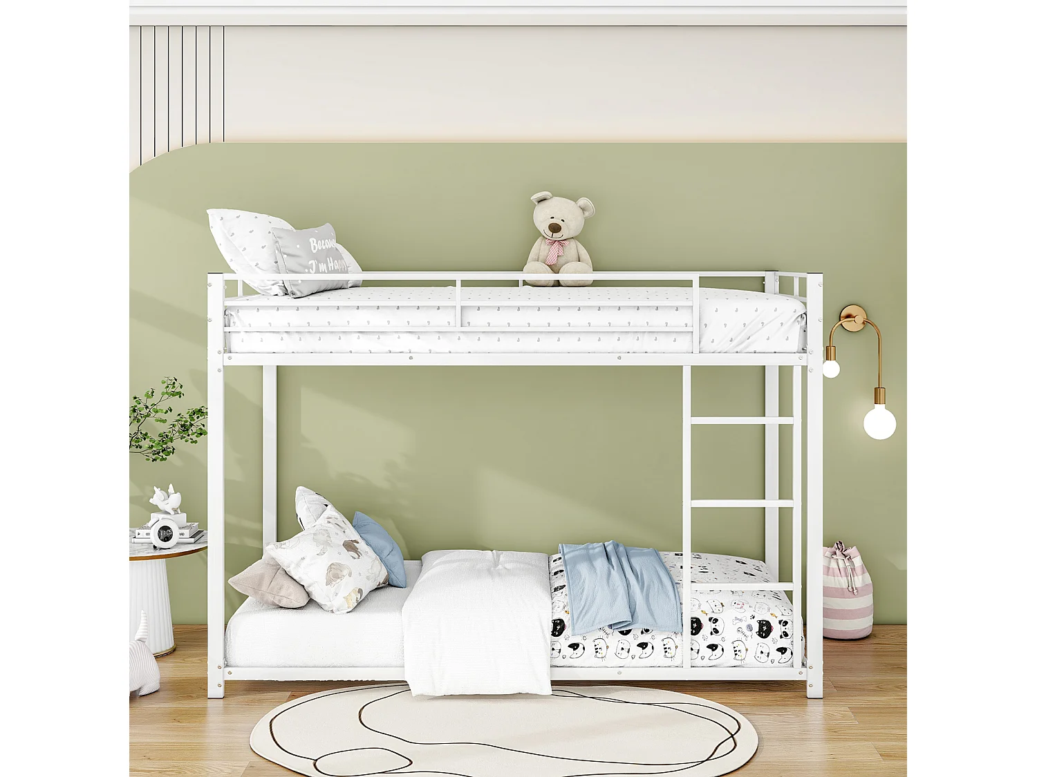 Lit Superpos 2 Couchages 90x200cm Lit En Fer De Forme Classique Avec 