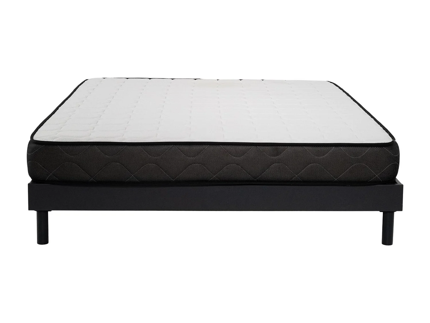 Ensemble Matelas mousse Memory - 140x200cm - accueil mémoire de forme - Sommier kit gris