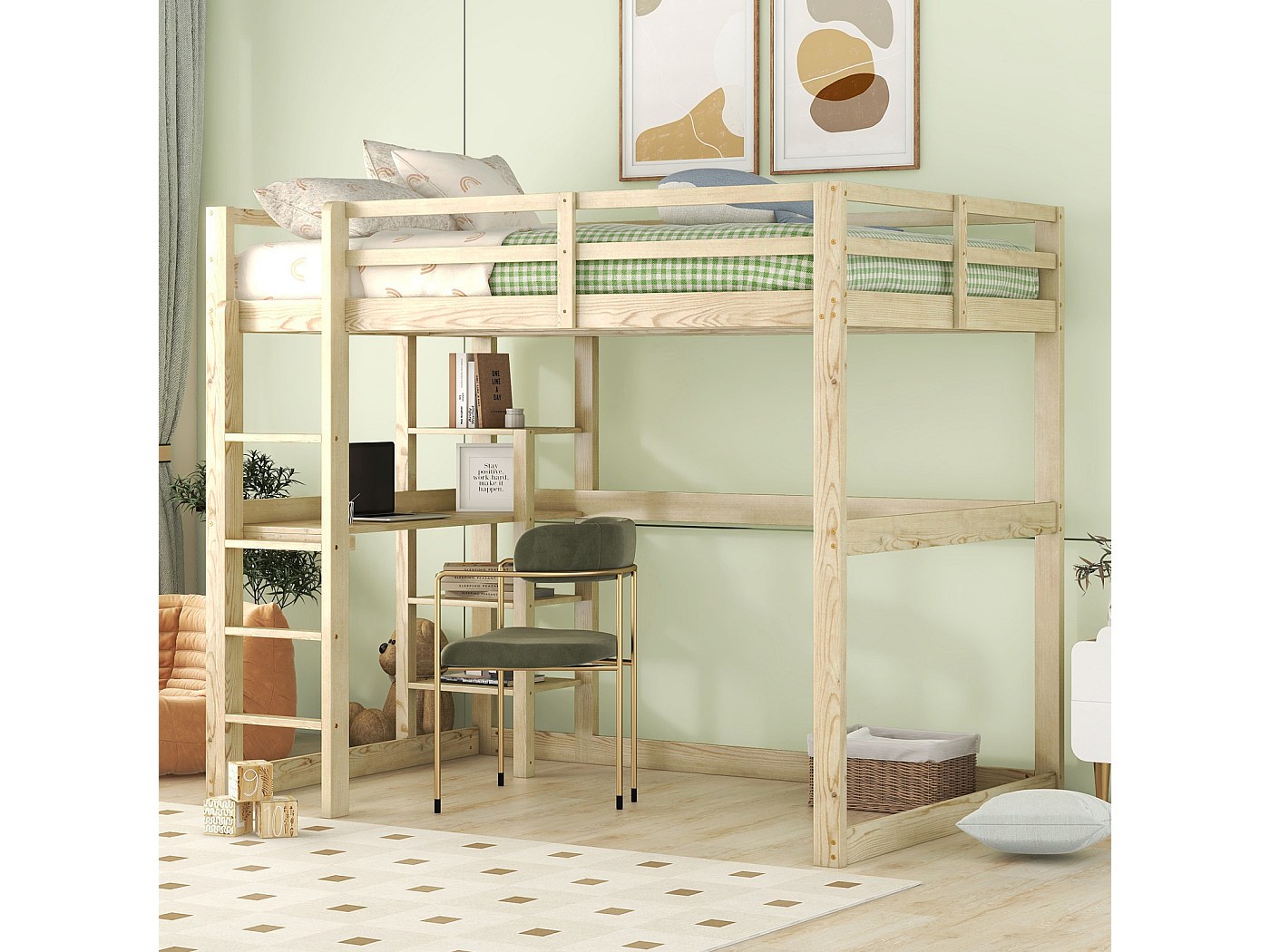 Letto A Soppalco Bianco 140x200cm Con Scrivania | Per Camerette Bambini E Ragazzi - Foto 5