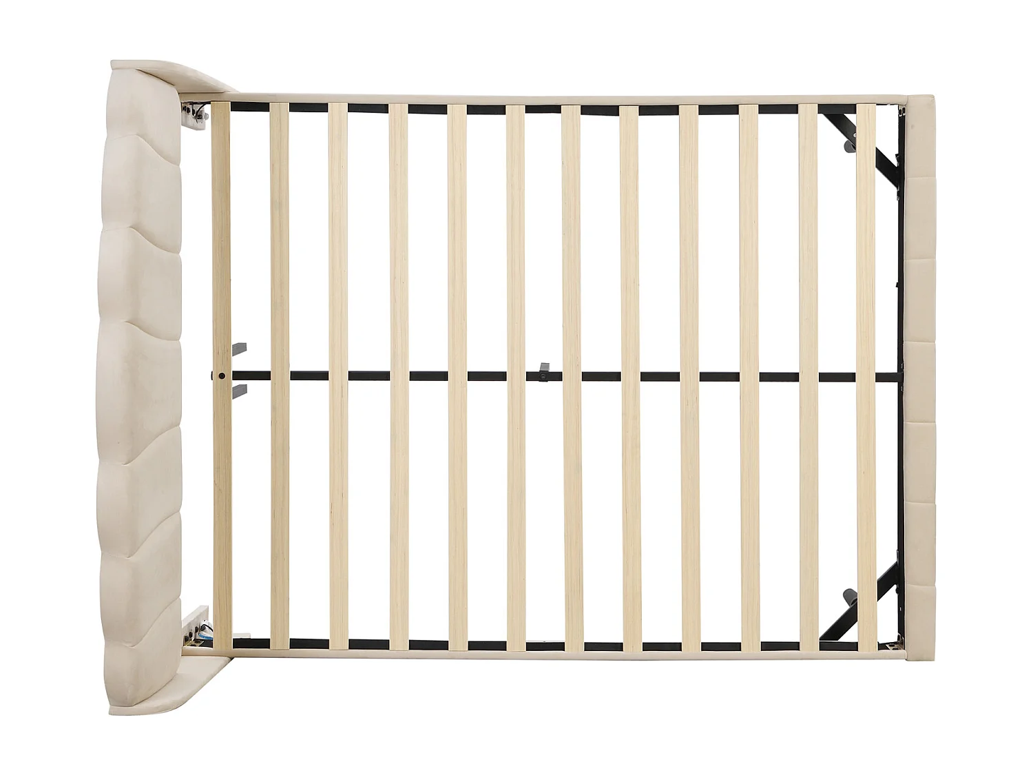 Lit adulte rembourré, avec lampes LED sensibles aux mouvements, sommier à lattes et tête de lit, beige 140x200cm