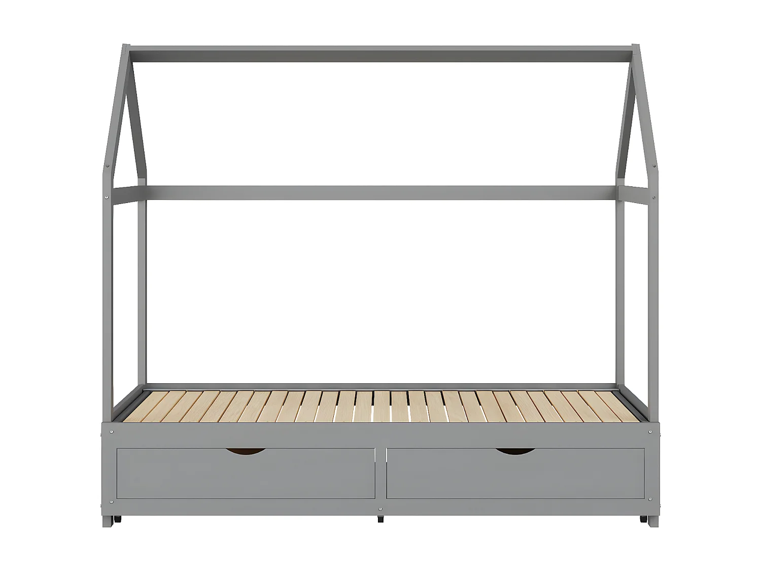 Letto estraibile 90/180 x 190 cm, letto a soppalco per bambini con 2 cassetti e rete a doghe, letto in pino, grigio