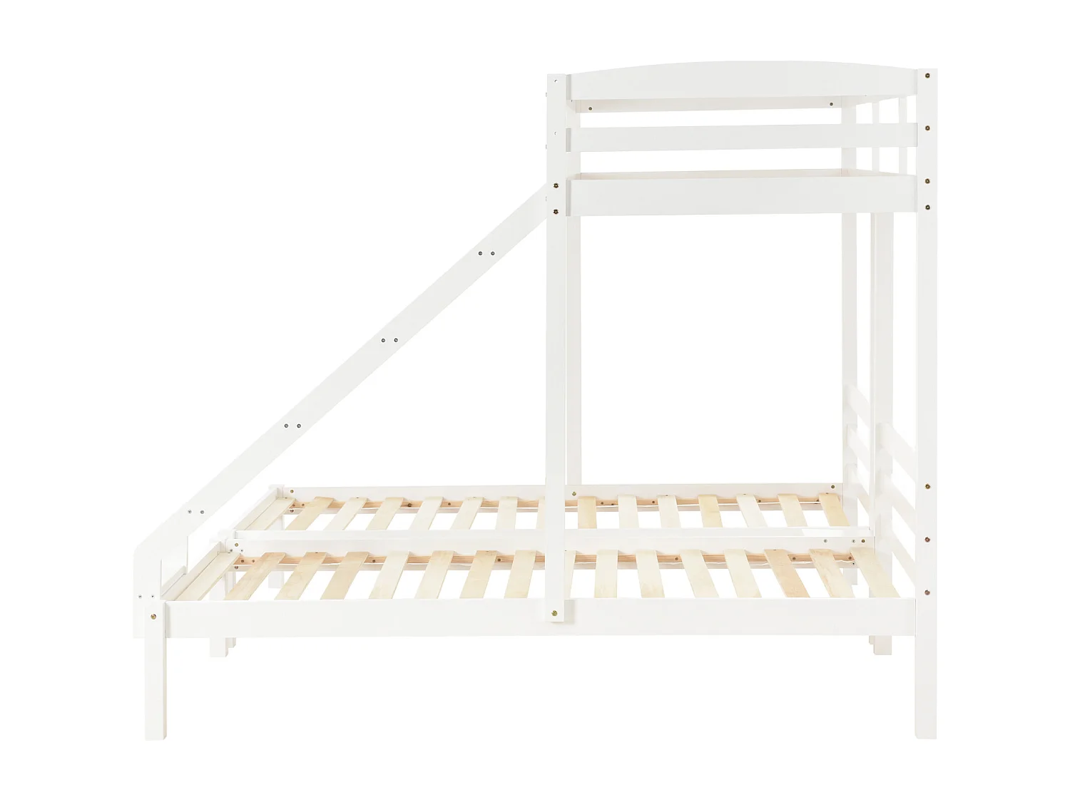 Stapelbed 90 x 200cm Driepersoonsbed - met zijladder, lattenbodem van grenenhout, voor 3 personen - Wit
