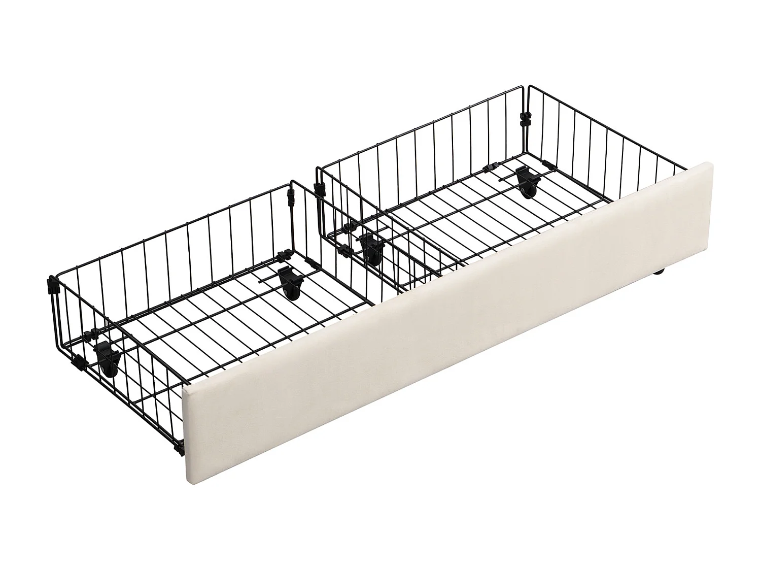 Cama de arrumação 140x200cm, cama de casal estofada com estrado de ripas e cabeceira regulável com 2 gavetas, tecido veludo, bege