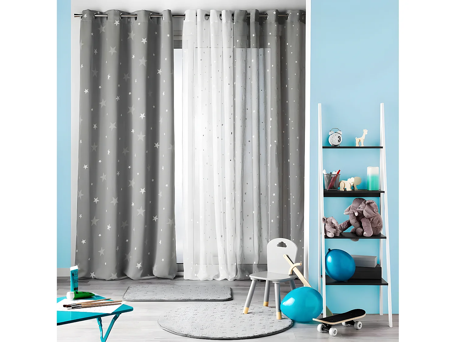 Rideau Voilage "Phosphorescent Fluo" 140x240cm Gris