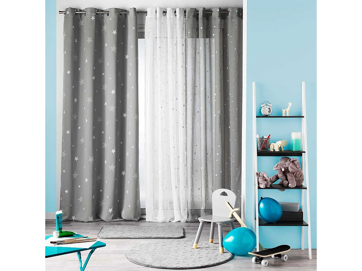 Rideau Voilage "Phosphorescent Fluo" 140x240cm Gris