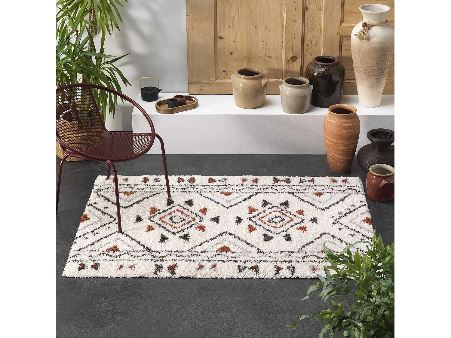 Tapis Déco à Motifs "Saharienne" 60x110cm Beige