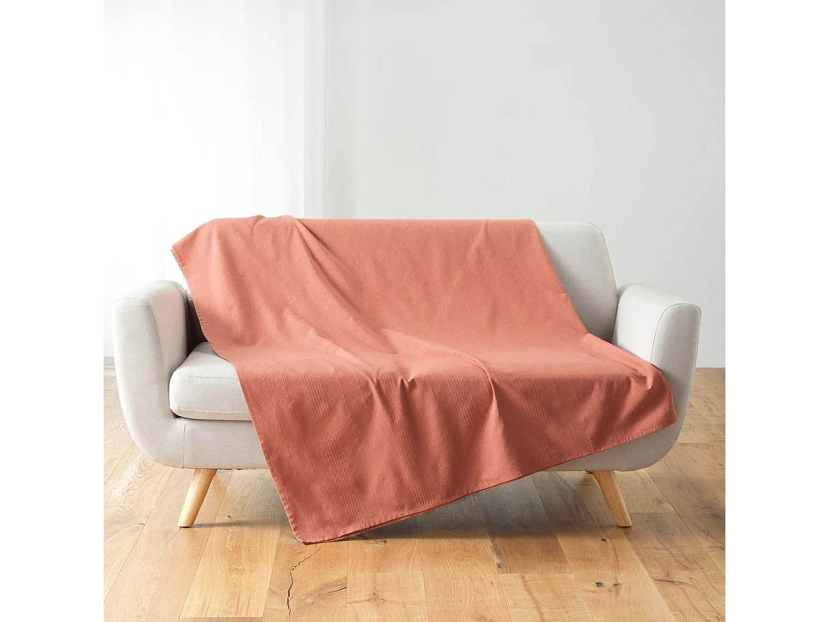 Plaid tinta unita "Lucile" 180x220 cm in cotone-poliestere rosa morbido e resistente