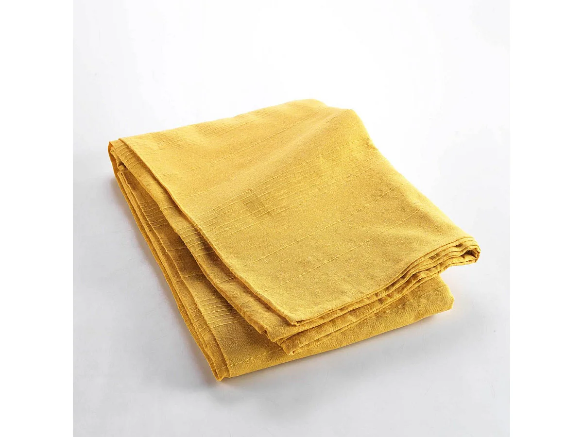 Plaid Lucile Giallo 220x240 cm in Polycotone Morbido e Resistente - Lavabile a Mano