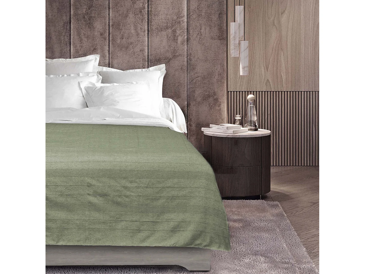 Plaid Uni en Coton "Lucile" 180x220cm Vert