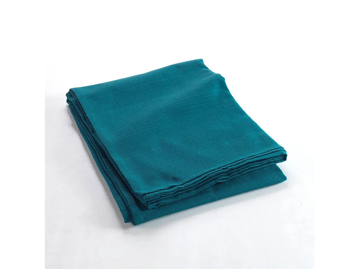 Plaid Uni en Coton "Lucile" 220x240cm Bleu