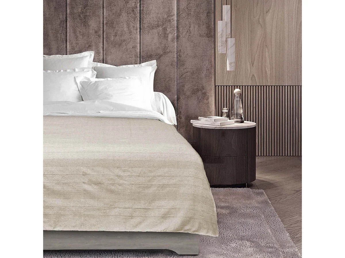 Plaid Uni en Coton "Lucile" 180x220cm Naturel