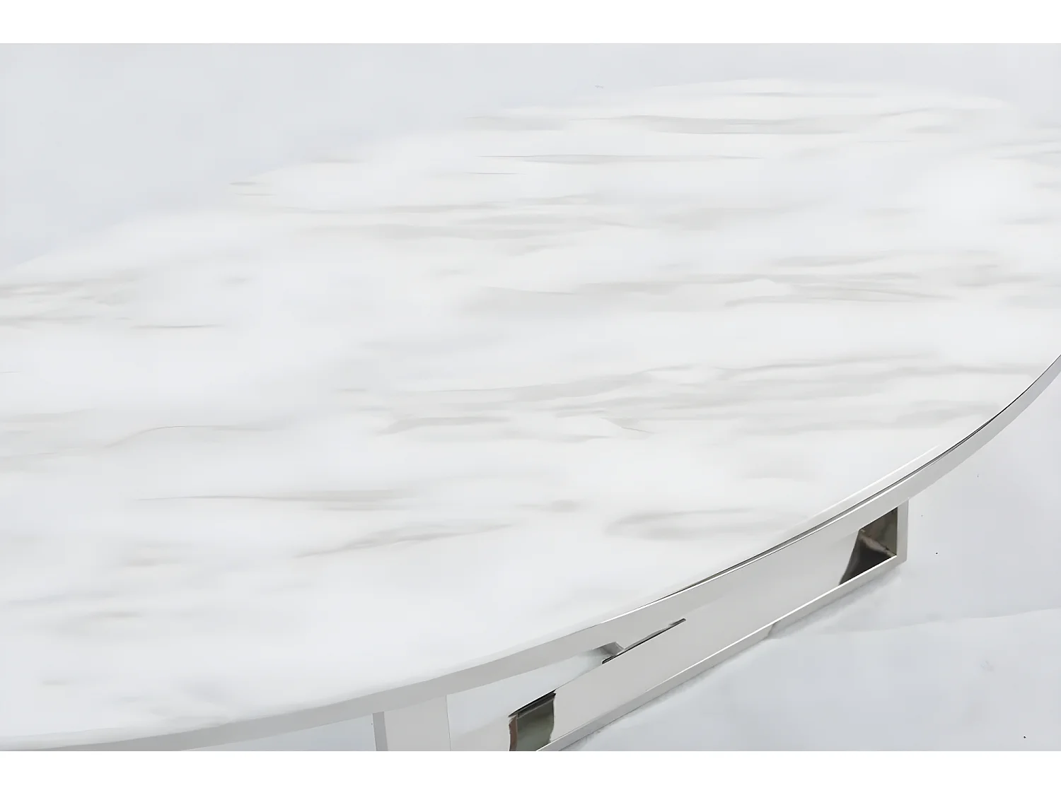 Table basse ovale gamma verre effet marbré blanc 120x60x45 cm