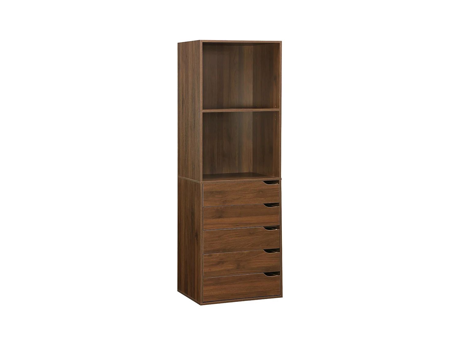 Module dressing avec 5 tiroirs et 2 étagères. noyer. panneaux stratifiés