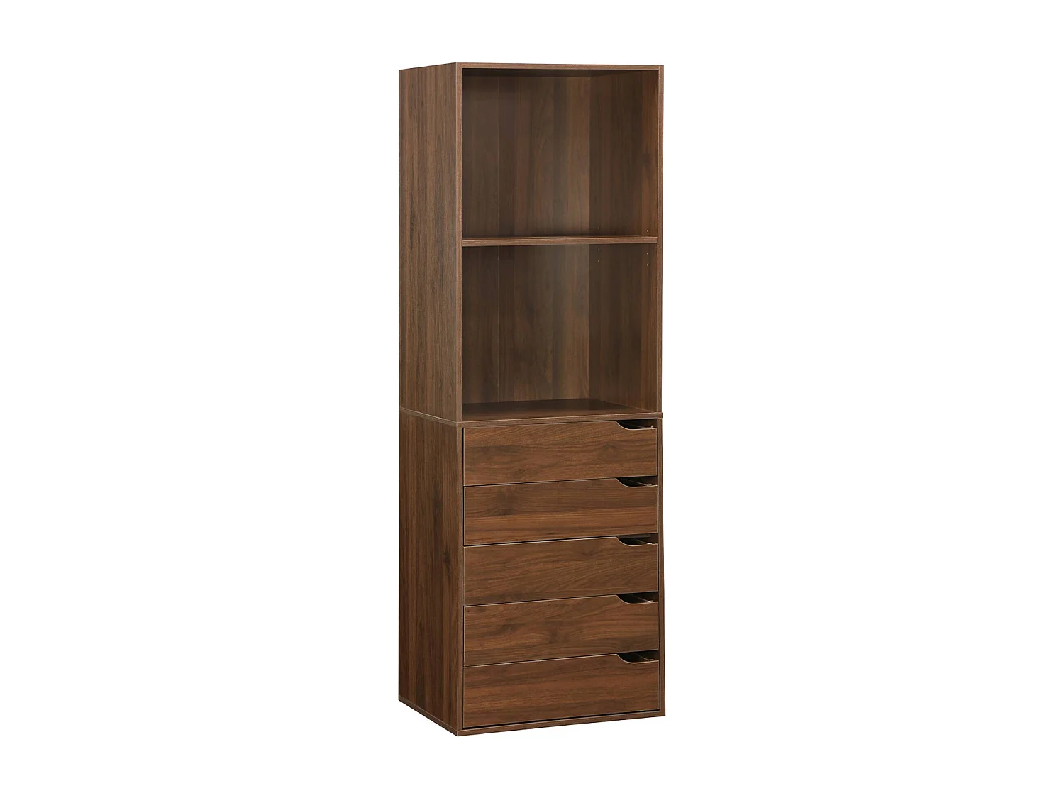 Modulo armadio con 5 cassetti e 2 ripiani, marrone