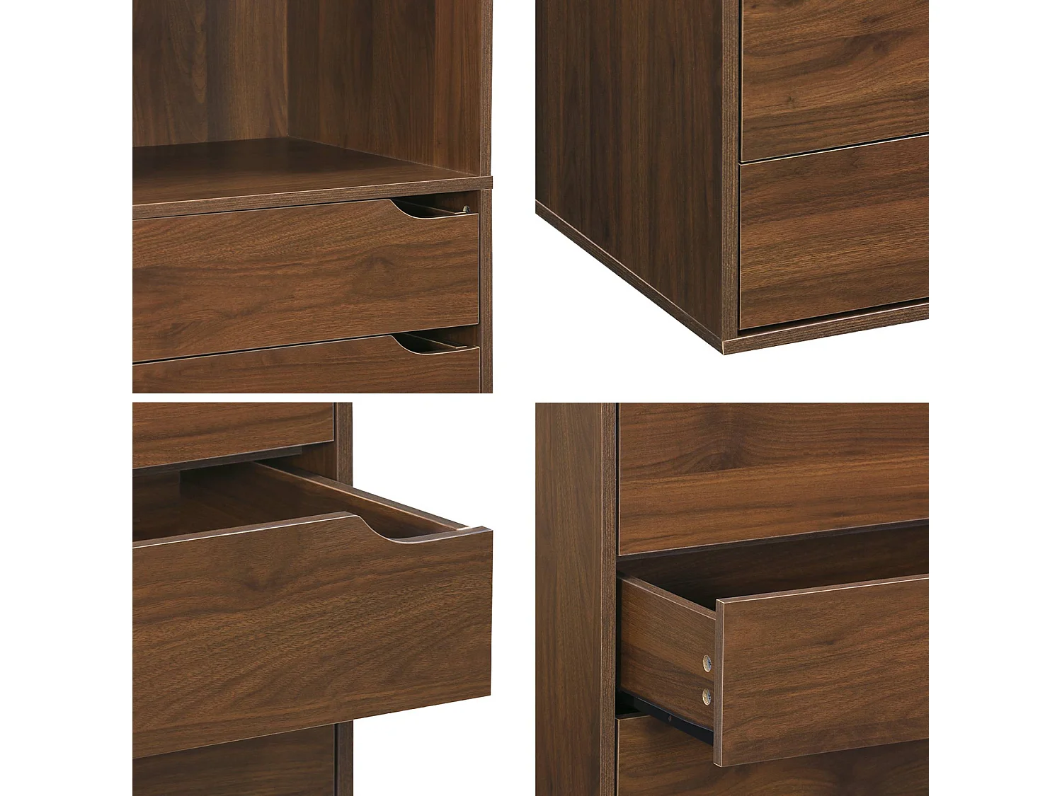 Modulo armadio con 5 cassetti e 2 ripiani, marrone