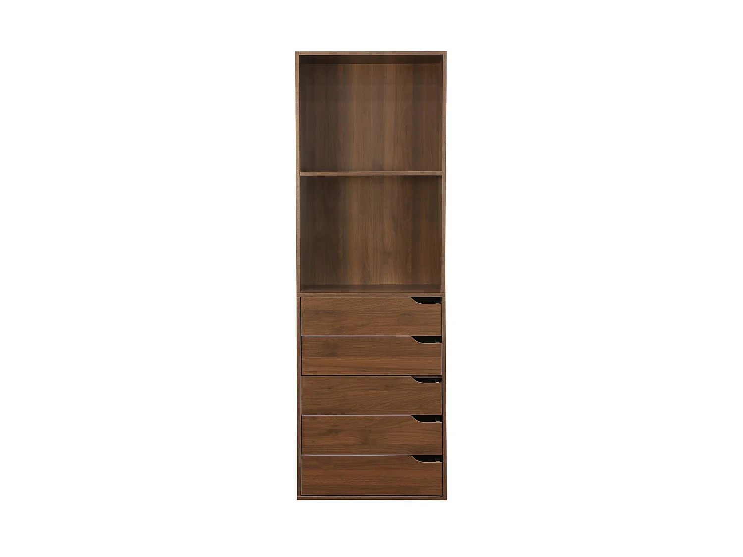 Módulo de vestidor con 5 cajones y 2 estantes nogal