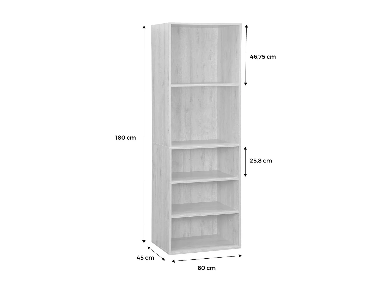 Modulo armadio con 5 ripiani, marrone
