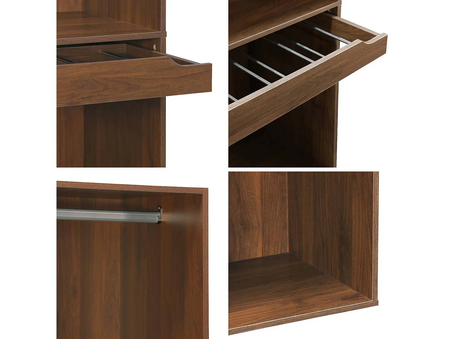 Module dressing avec penderie et porte-pantalons. noyer. panneaux stratifiés