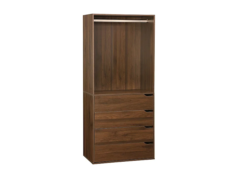 Módulo armario con 4 cajones y 1 armario nogal