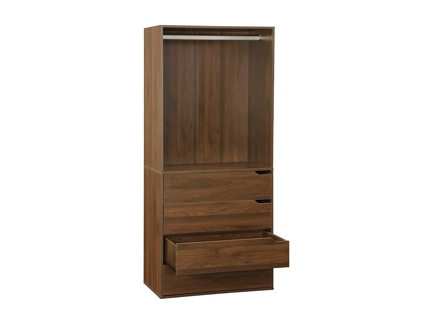 Modulo guardaroba con 4 cassetti e 1 spazio per appendersi, marrone