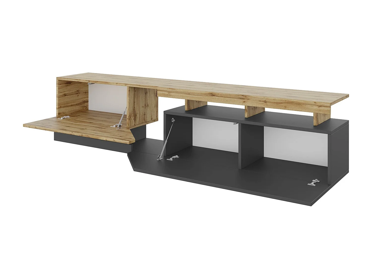 Meuble TV Comfivo Daldune 104, Anthracite|Chêne wotan, 200x47x35cm