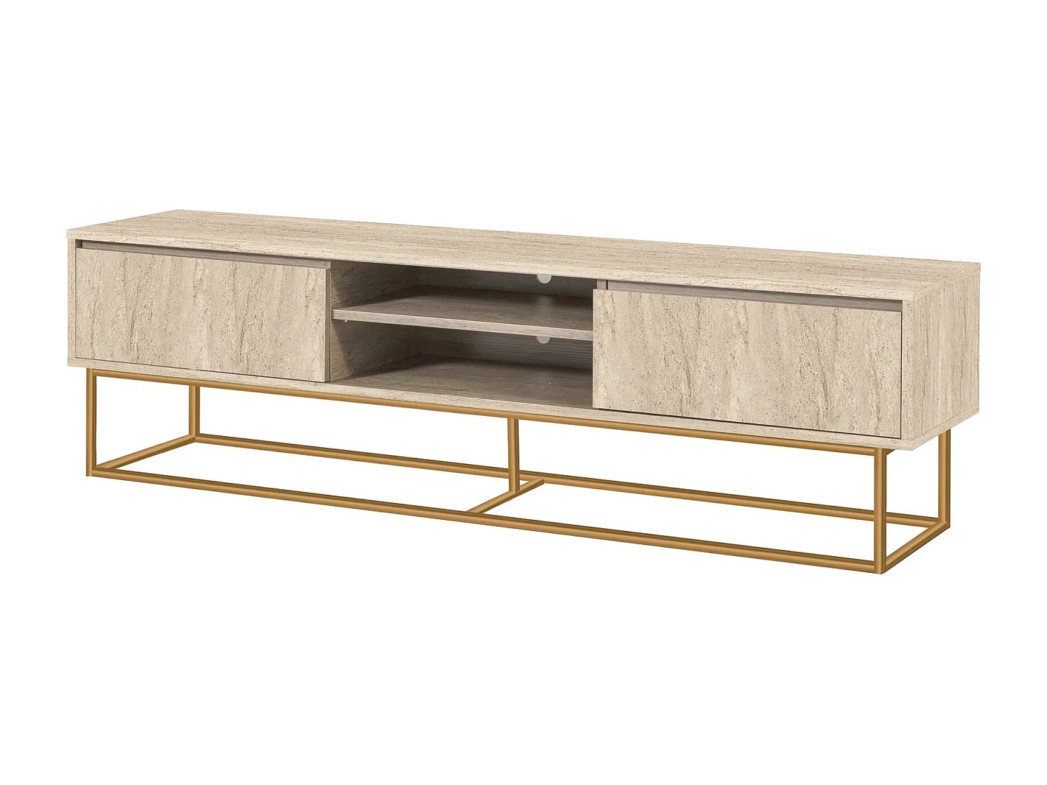 Móvel de TV – 180 x 50 x 40 cm – Travertino – MDF e Metal