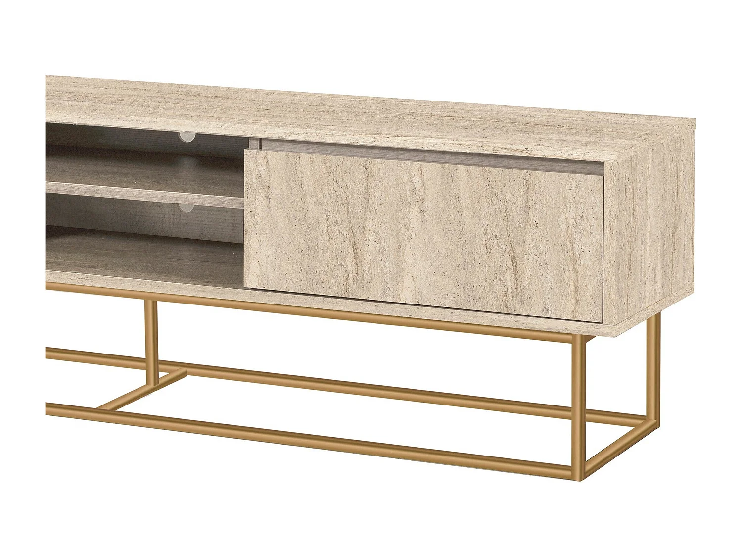 Móvel de TV – 180 x 50 x 40 cm – Travertino – MDF e Metal