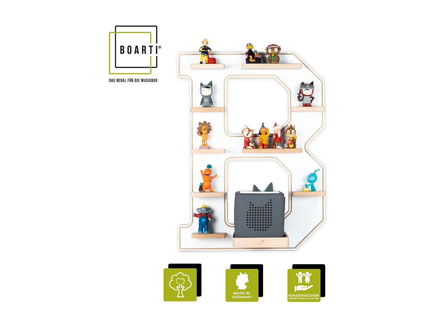 Holz Regal Buchstabe B für Toniebox Tonies Figuren