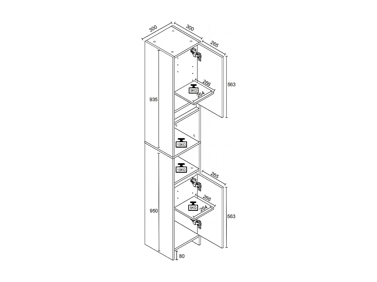 Holz Badmöbel Badschrank Hochschrank Malira