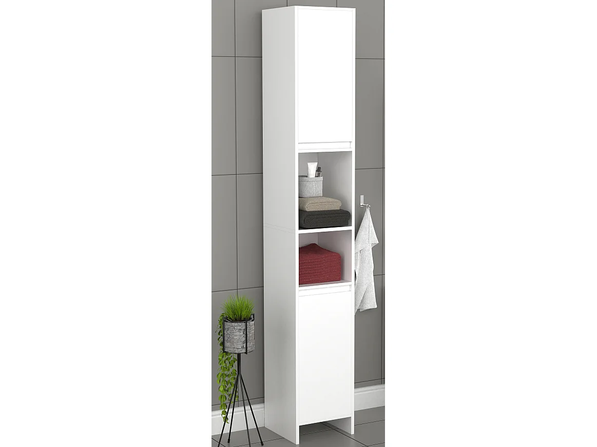 Bathroom furniture high cabinet Malira White H. 189 x W. 30 x D. 30 cm