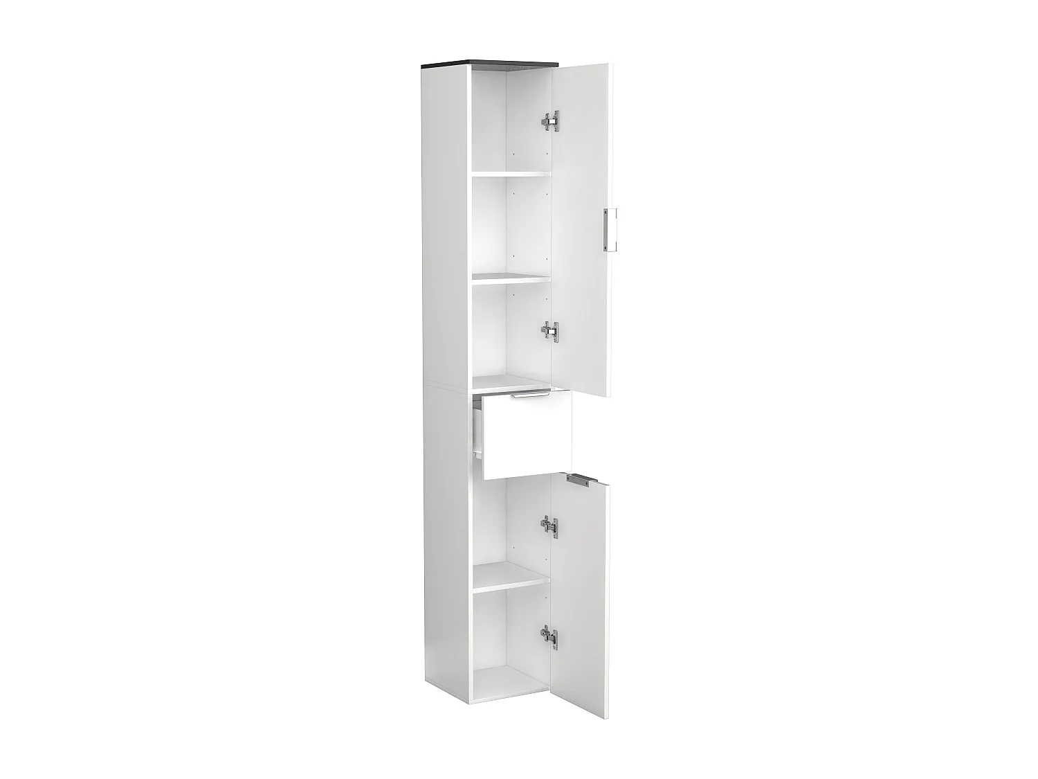 Bathroom furniture high cabinet Donali White / Black H. 190 x W. 30 x D. 30 cm