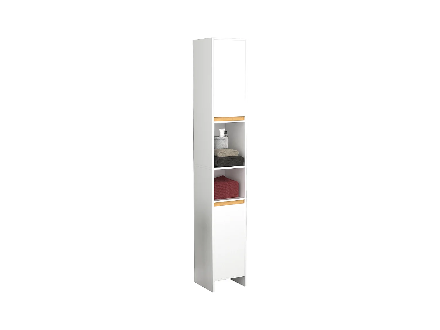 Bathroom furniture high cabinet Malira White / Honey oak H. 189 x W. 30 x D. 30 cm