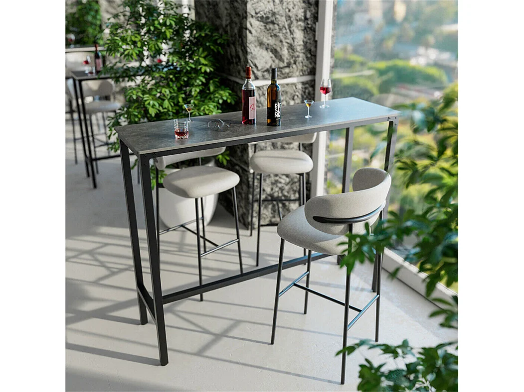 Meuble de bar en marbre - 120x40x105cm Table console - Table à manger noir - Table bistrot extérieur en pierre fritté rectangulaire