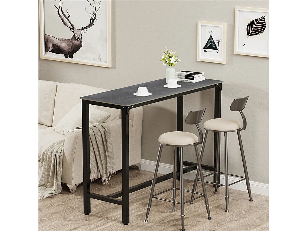 Meuble de bar en marbre - 120x40x105cm Table console - Table à manger noir - Table bistrot extérieur en pierre fritté rectangulaire