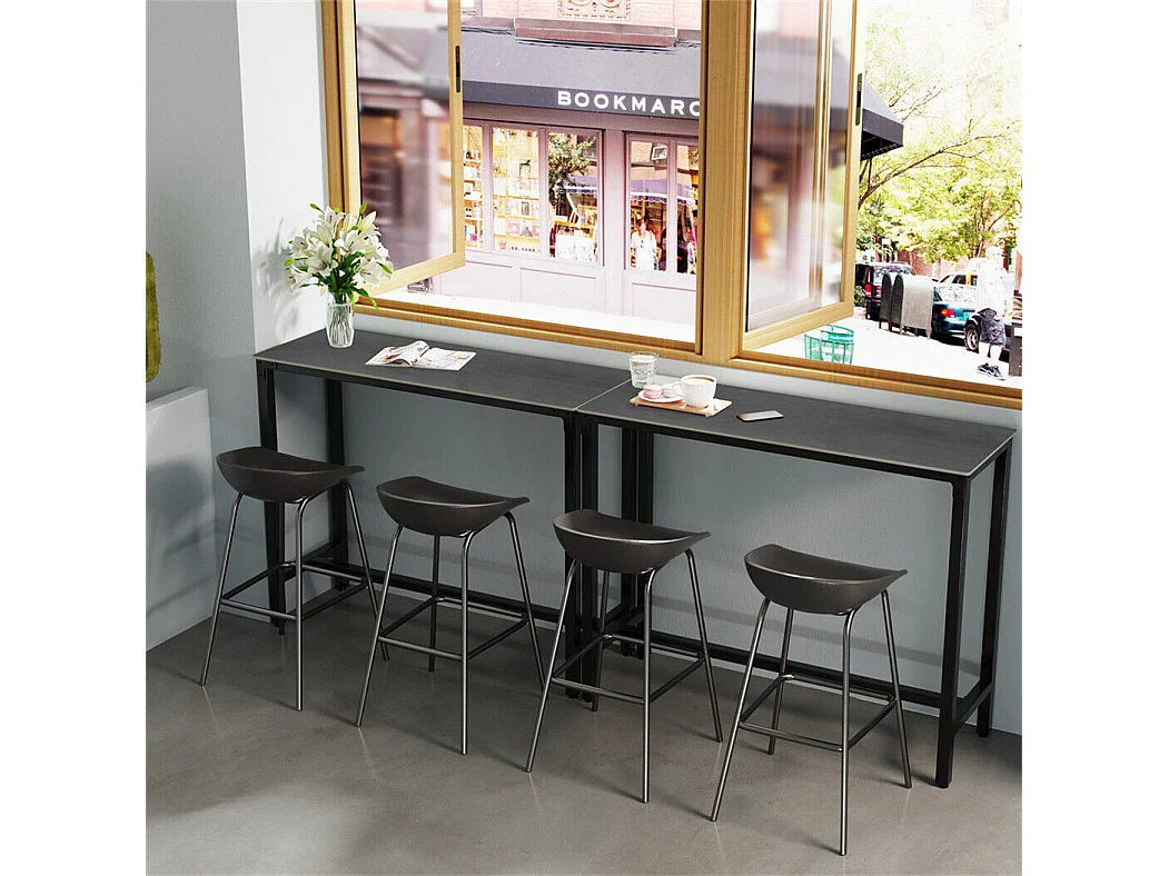 Meuble de bar en marbre - 120x40x105cm Table console - Table à manger noir - Table bistrot extérieur en pierre fritté rectangulaire